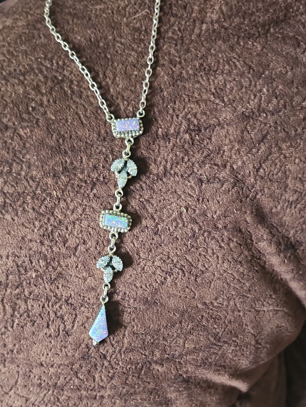 Authentic Opal Drop Y Necklace in Authentic Sterling Silver